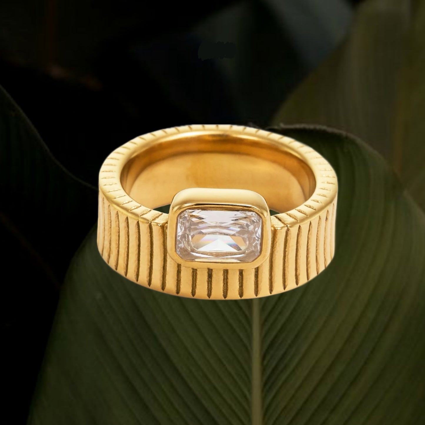 White Zircon Popped Ring