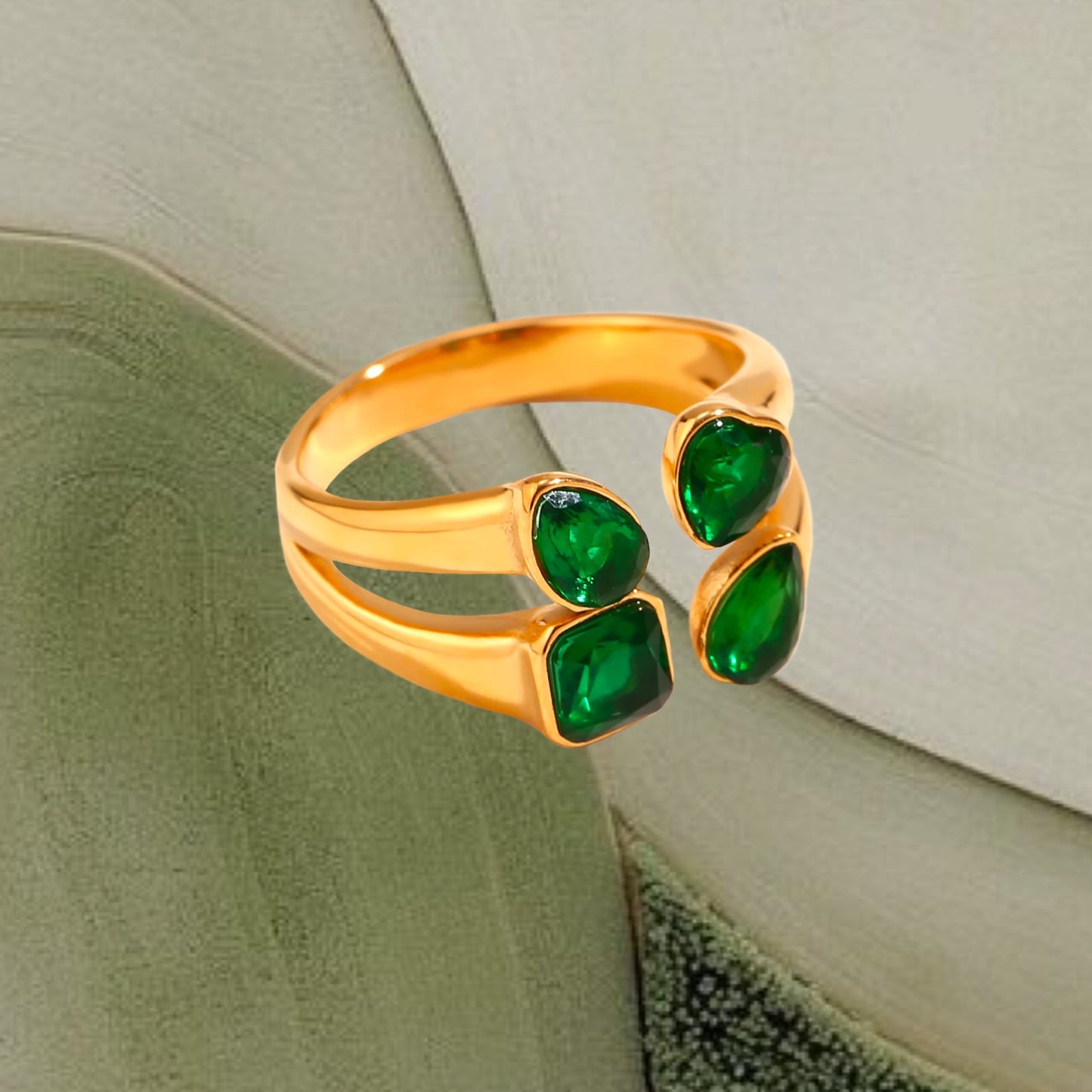 Green Leaf Zircon Ring