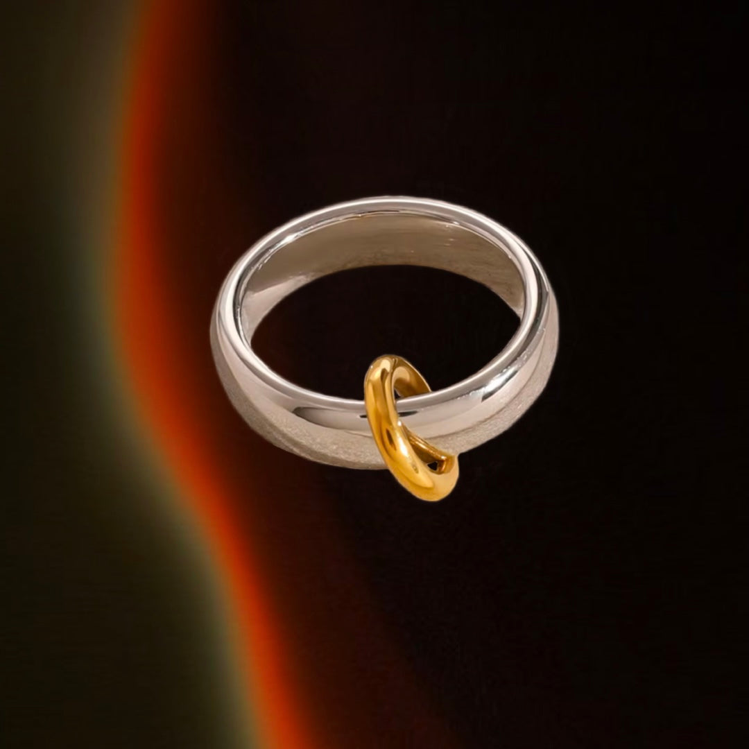 Micro Gold Ring on Silver Ring
