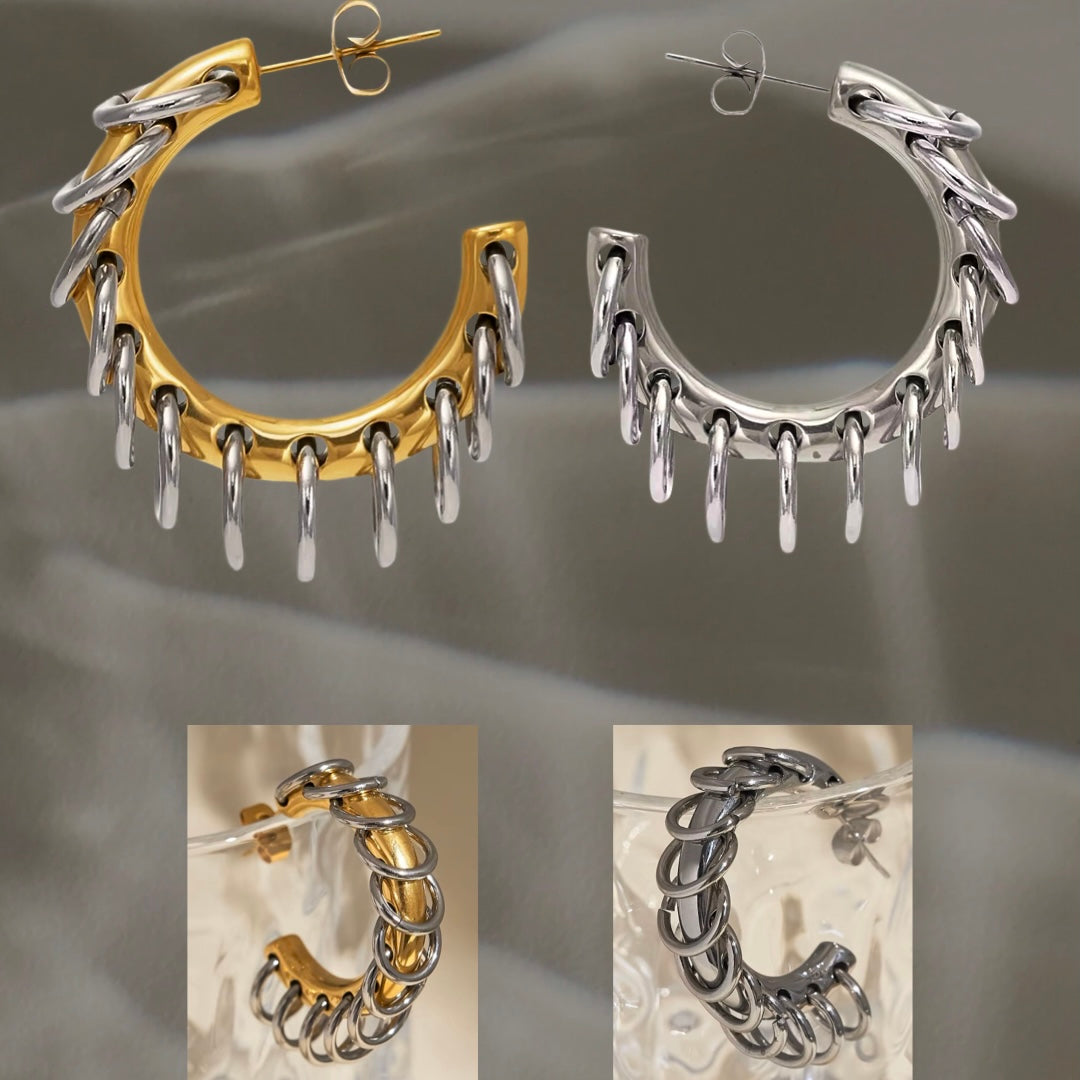 Mini Ring on Hoop Earrings