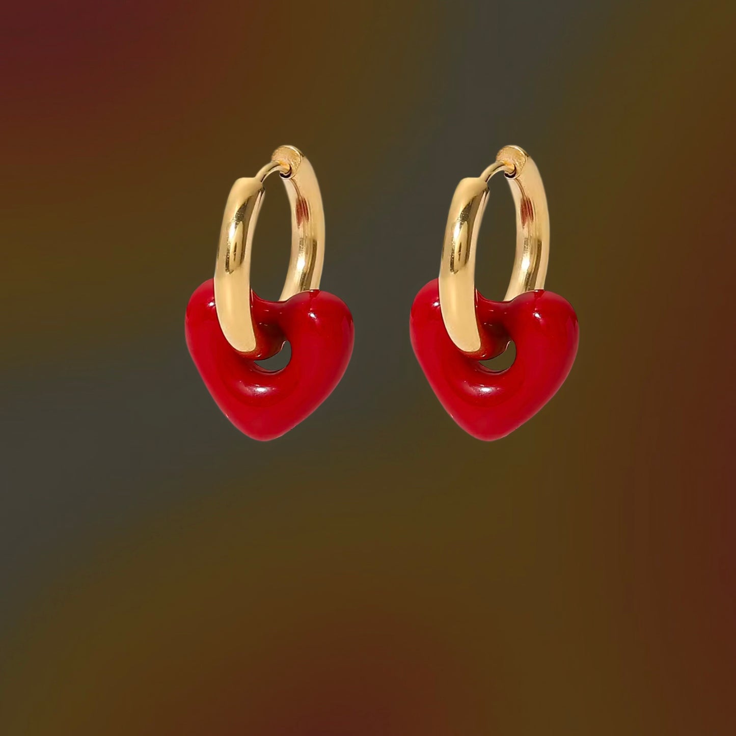 Red And Gold Heart Earring
