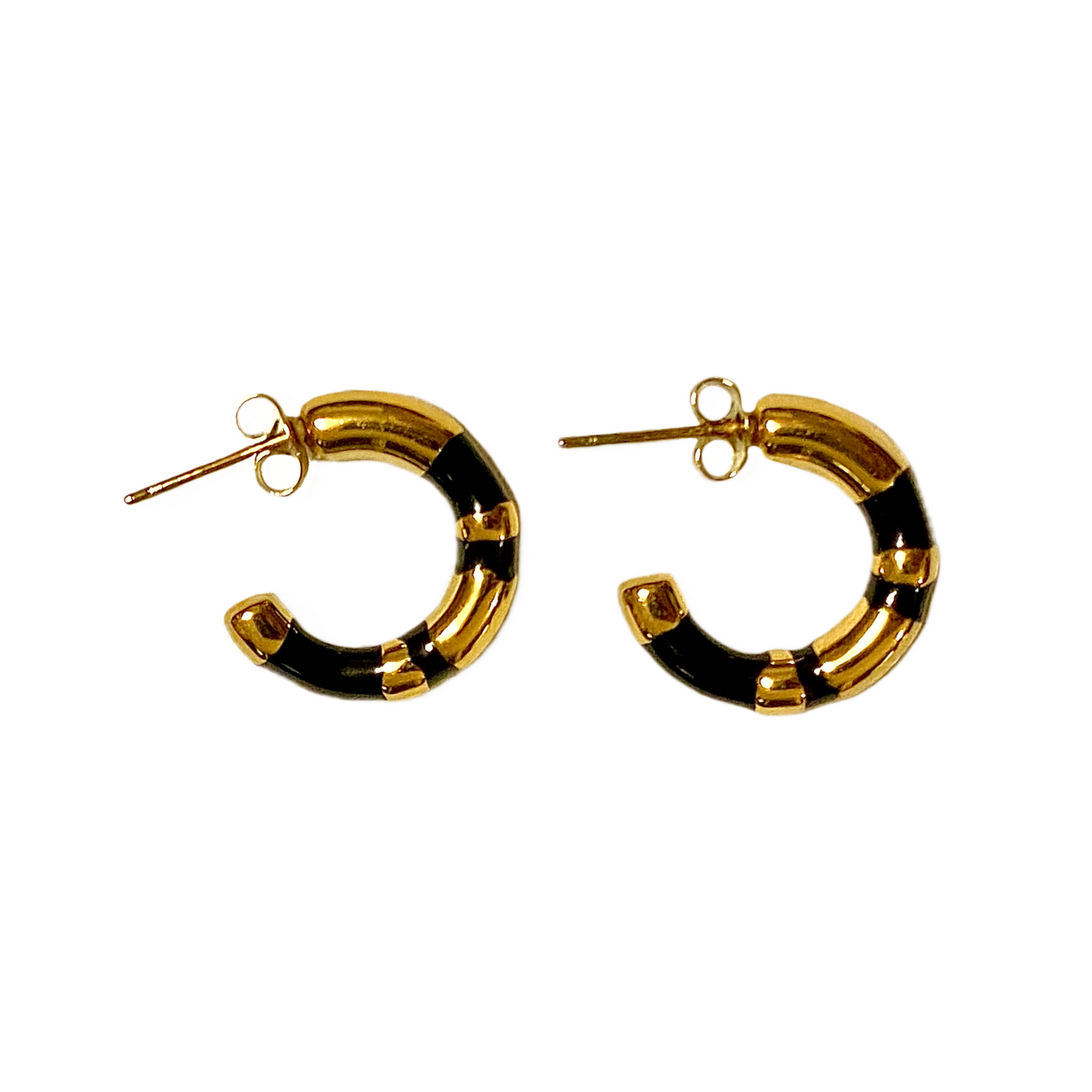 Black & Gold Semi Circle Earrings