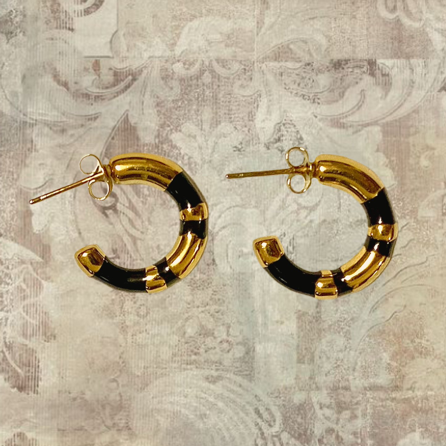 Black & Gold Semi Circle Earrings