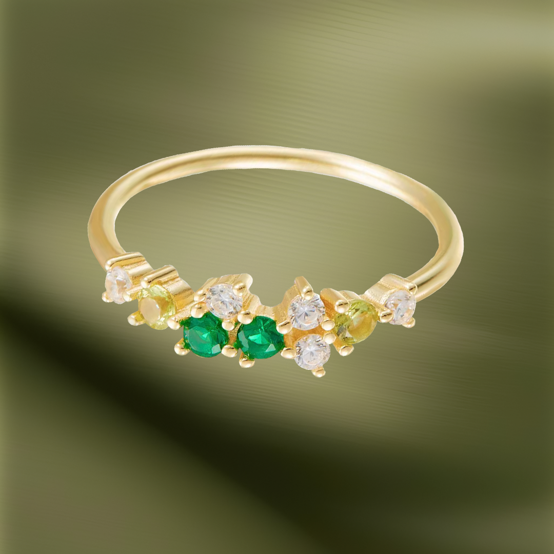 Green Bubble Zircon S925 Ring
