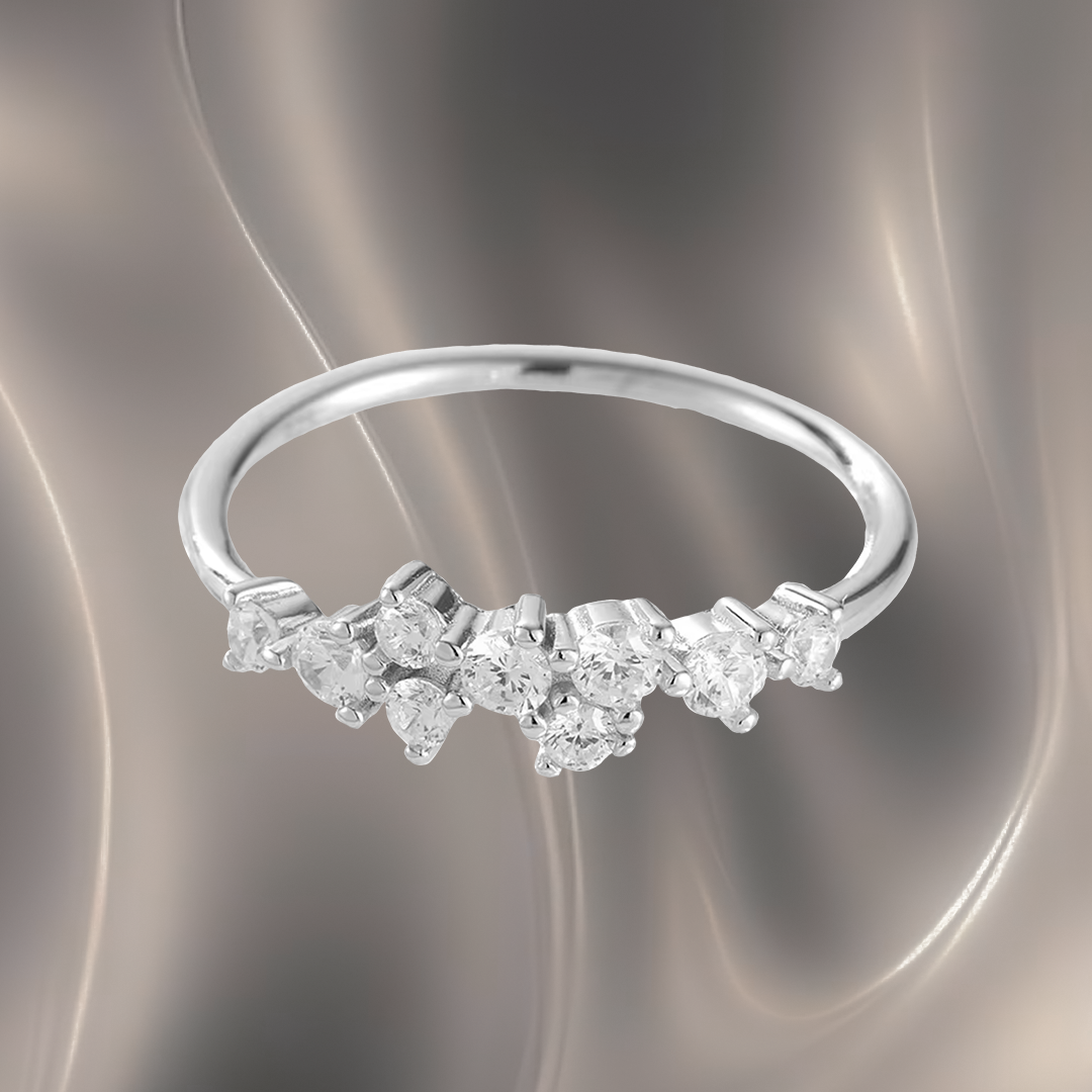 White Bubble Zircon S925 Ring