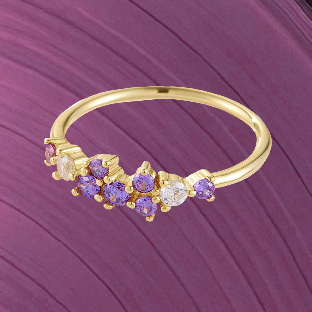 Purple Bubble Zircon S925 Ring