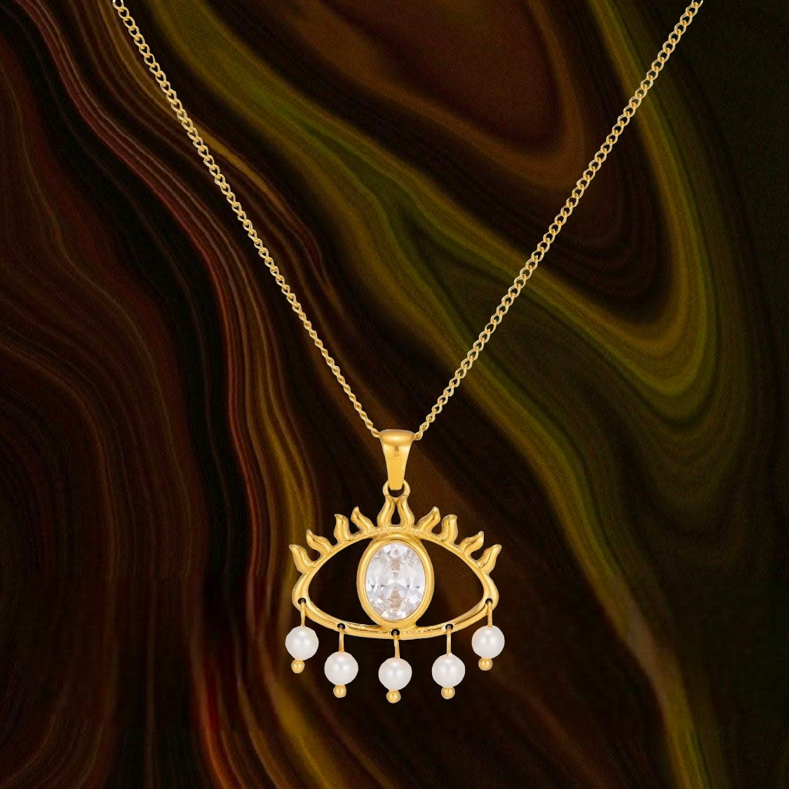 Pearl Teardrop Eye Necklace