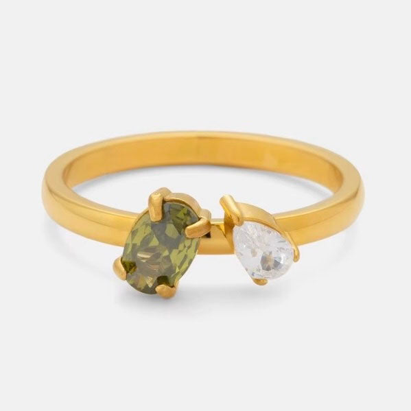 Two Geometric Zircon Ring