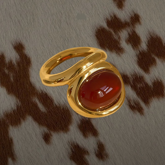 Big Red Oval Stone Ring