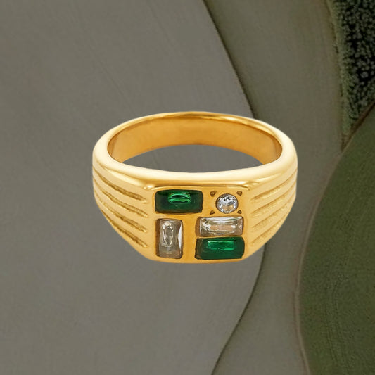 2 Colored Geometric Zircon Ring