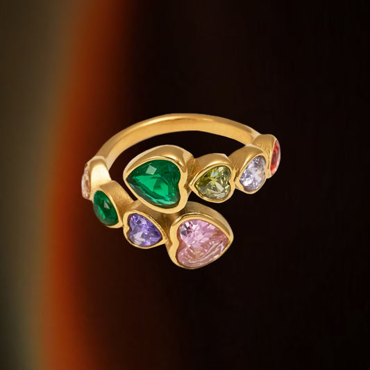 Colorful Heart Zircon Ring