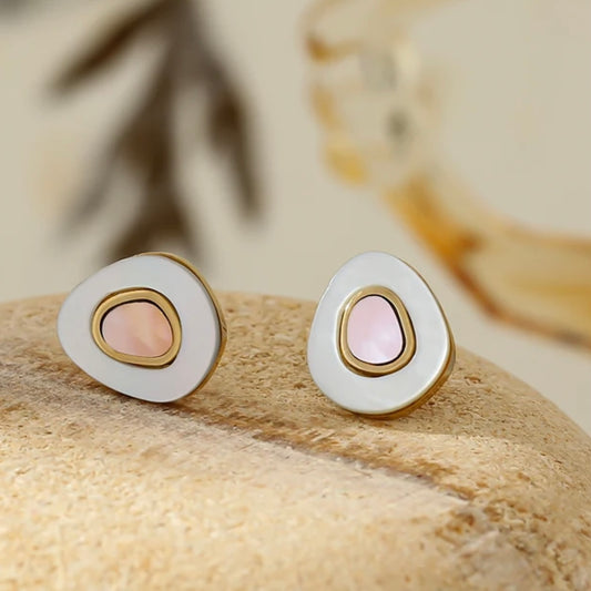 Pink & White Avocado Earrings