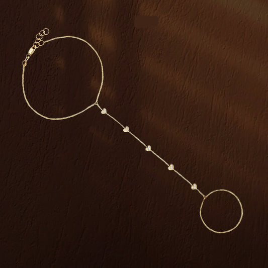 Mini Hearts Ring-Chain Bracelet