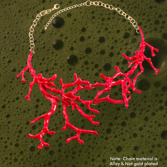Red Abstract Seaplant Necklace