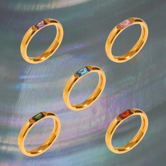 Colored Zircon Simple Ring