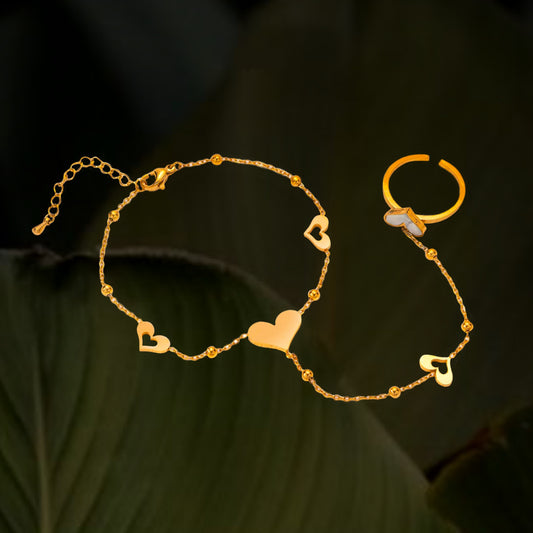 Heart Ring-Chain Bracelet