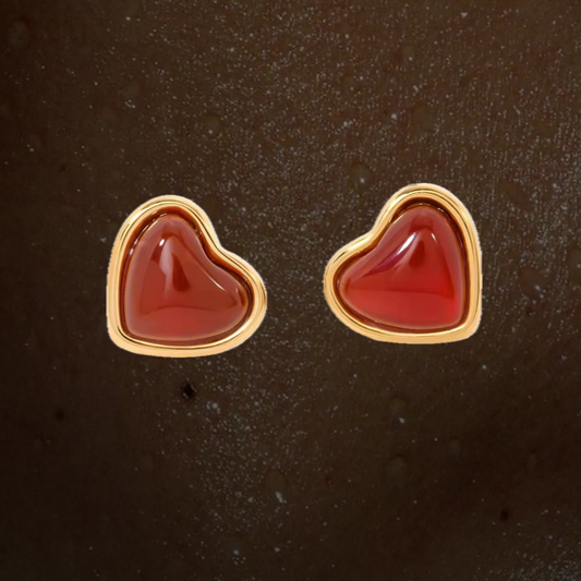 Mini Red Heart Earrings