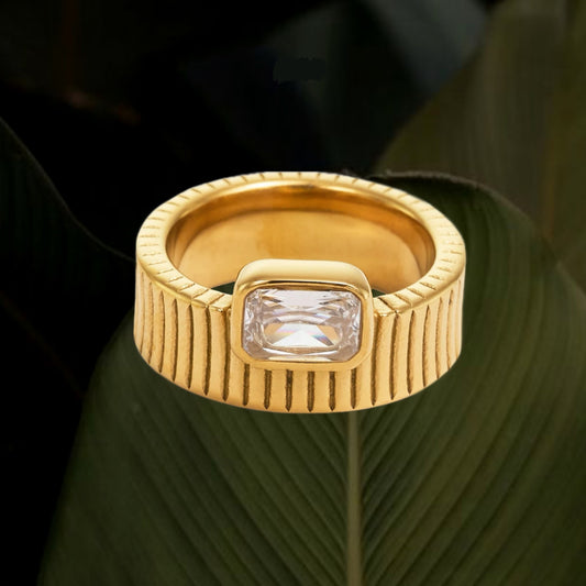 White Zircon Popped Ring