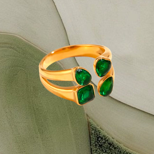 Green Leaf Zircon Ring