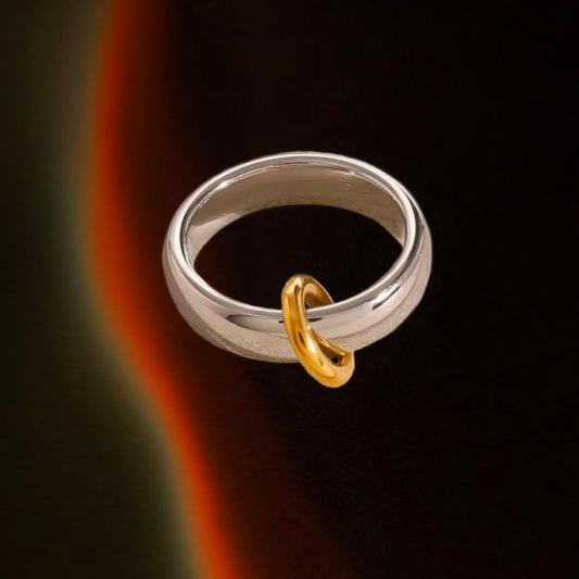 Micro Gold Ring on Silver Ring