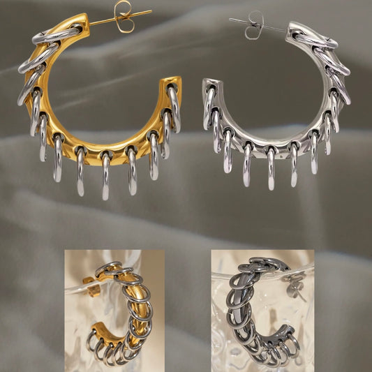 Mini Ring on Hoop Earrings