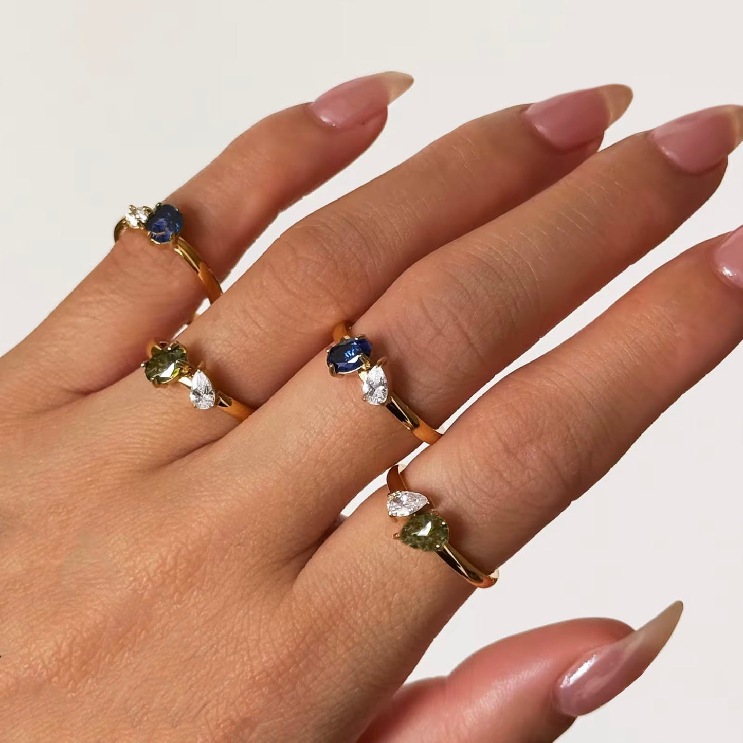 Two Geometric Zircon Ring