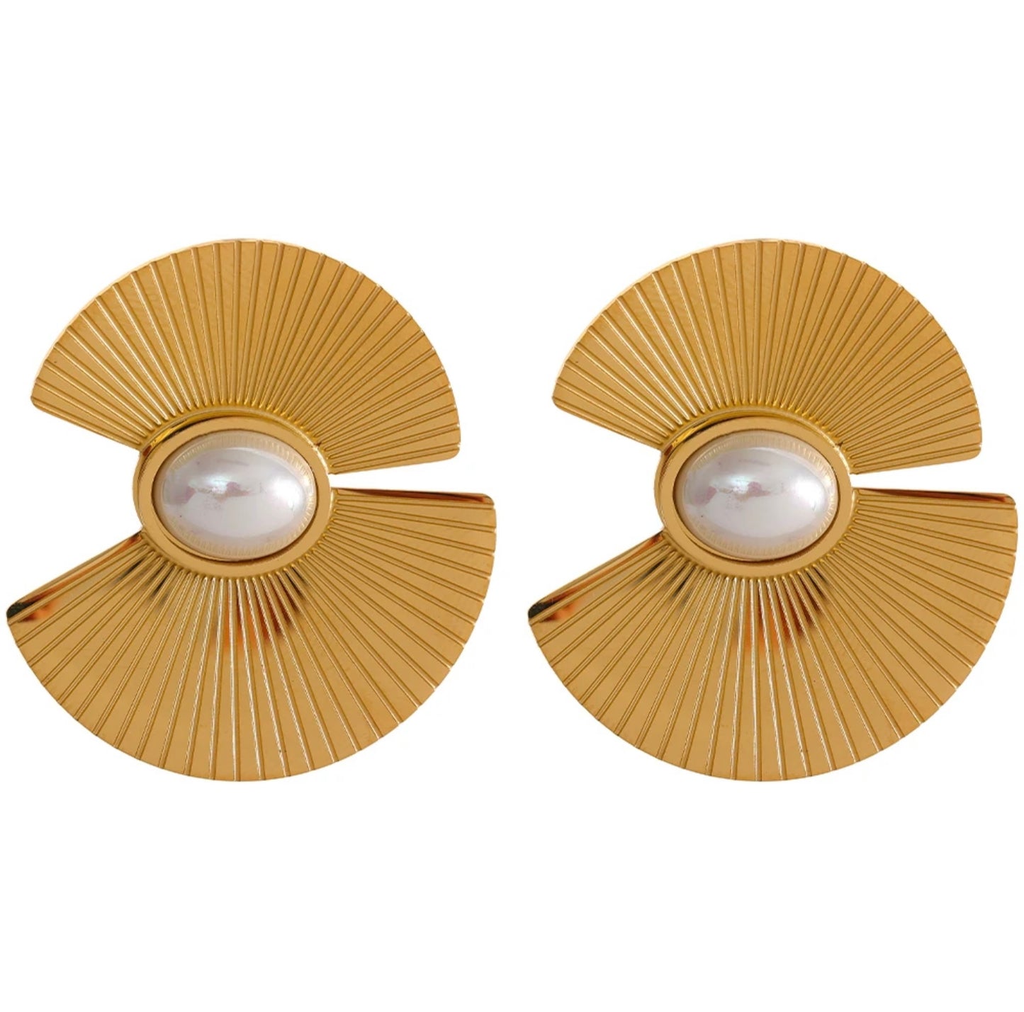 Pearl Fan Imitation Earrings