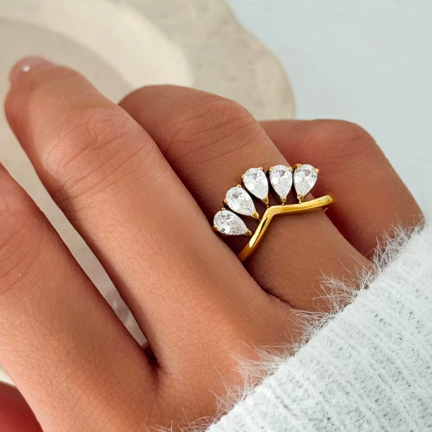 Teardrop Crown Ring