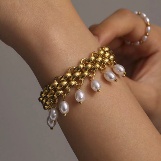 Drop Pearl Chain Bracelet