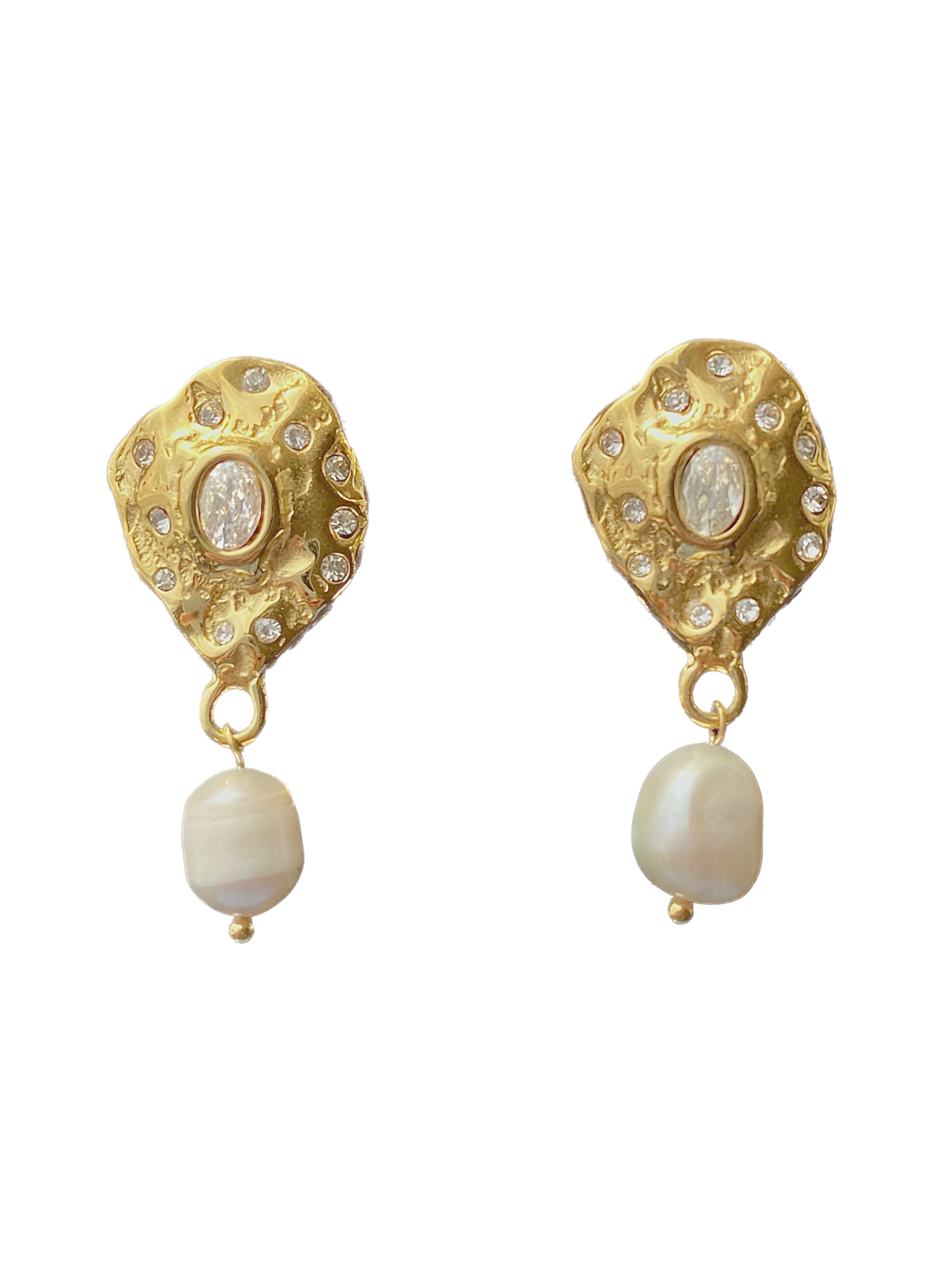 Irregular zircon Pearl Earrings
