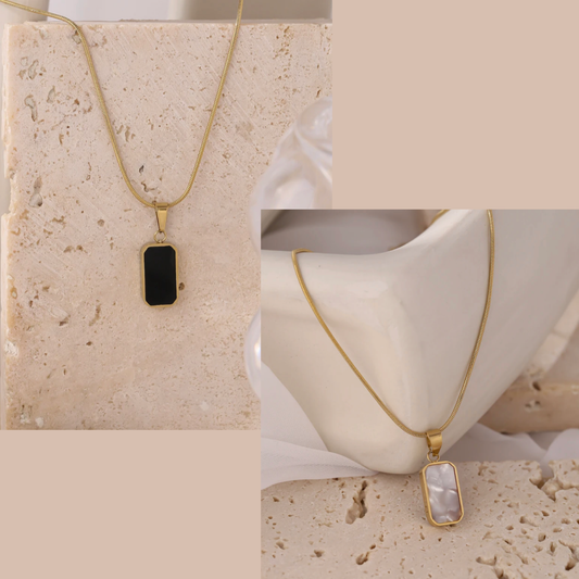 Double Sided Black & White Enamel Necklace