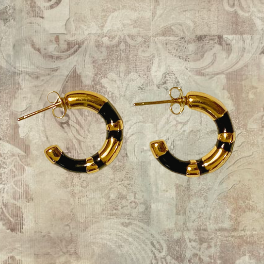 Black & Gold Semi Circle Earrings