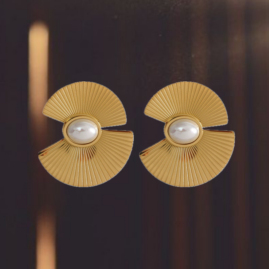 Pearl Fan Imitation Earrings