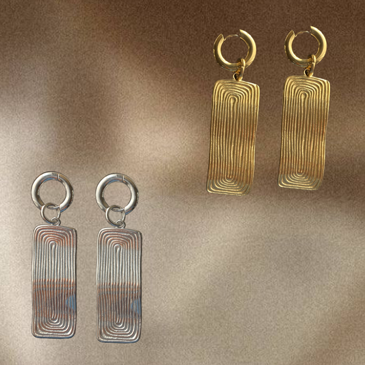 Long Abstract Rectangle Detachable Earrings