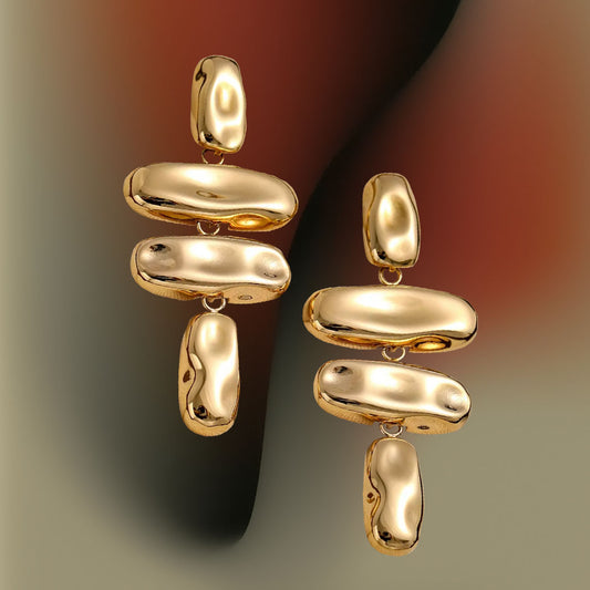 Abstract Hammered Rectangle Earring