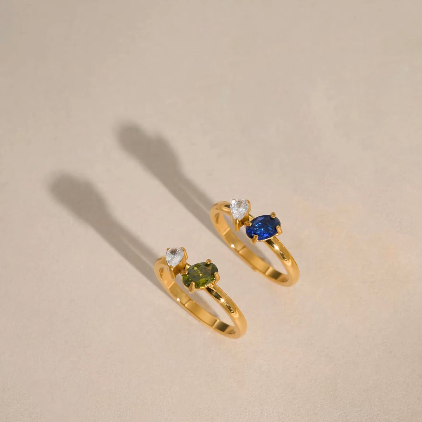 Two Geometric Zircon Ring