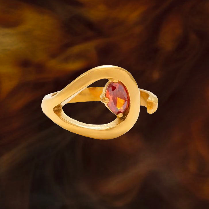 Red Zircon Oval Open Ring